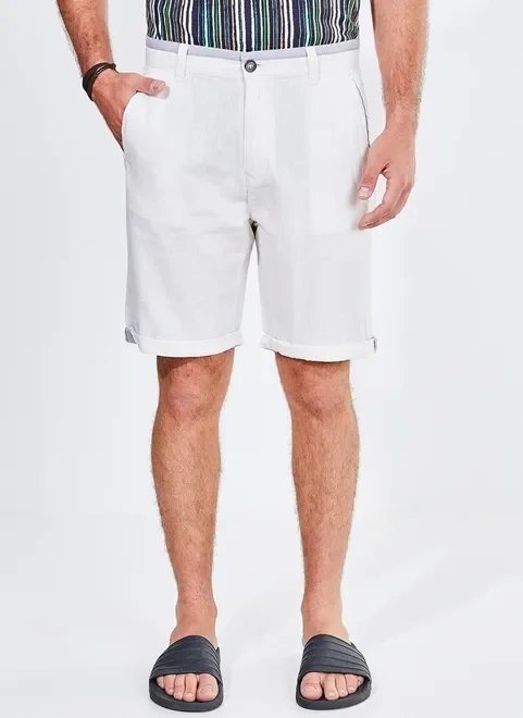 bermuda com linho e cós duplo bermuda com linho e cós duplo