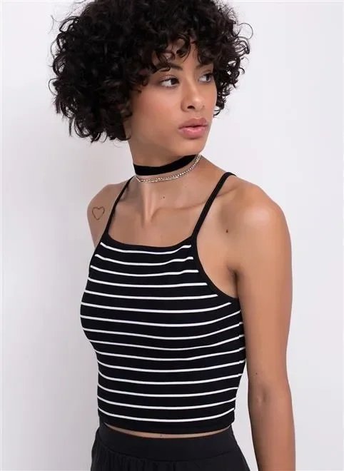 regata cropped listrada com tiras regata cropped listrada com tiras