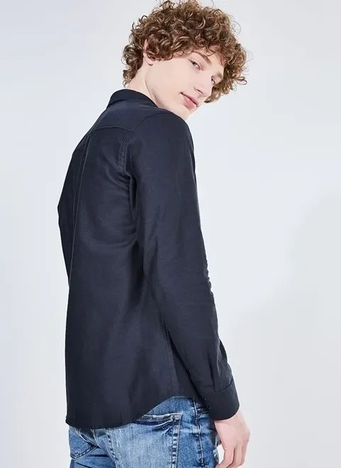 camisa manga longa com botões de pressão camisa manga longa com botões de pressão