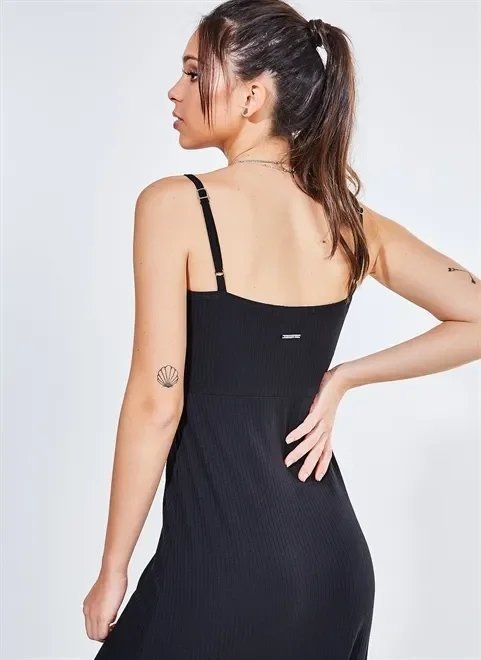 vestido longo canelado com amarração vestido longo canelado com amarração