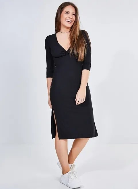 vestido midi decote transpassado vestido midi decote transpassado