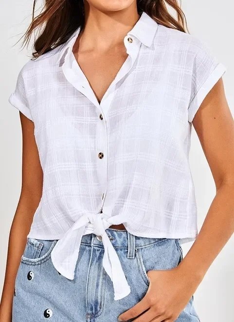 camisa off-white com nozinho camisa off-white com nozinho