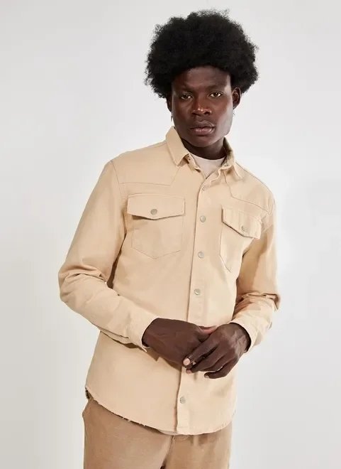 overshirt de sarja bege overshirt de sarja bege