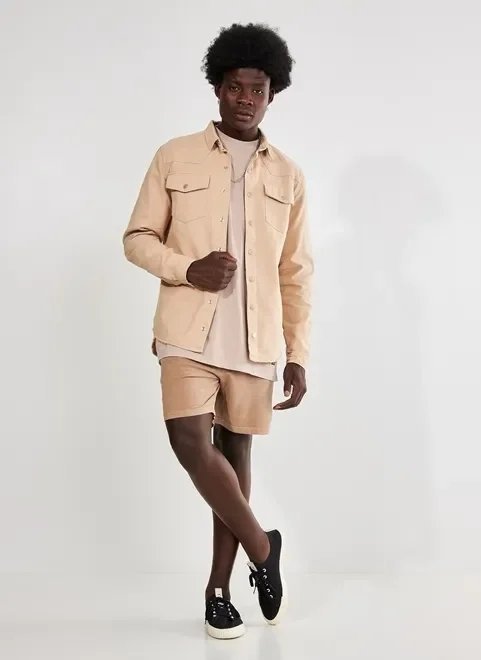 overshirt de sarja bege overshirt de sarja bege