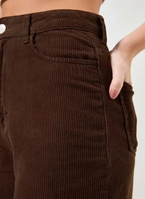 calça wide leg veludo cotelê marrom calça wide leg veludo cotelê marrom