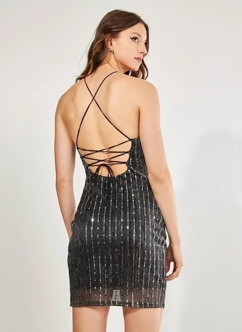 vestido frente única brilhoso vestido frente única brilhoso