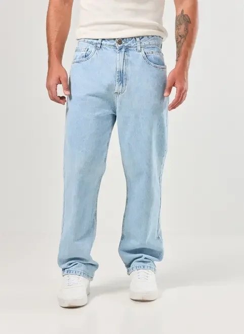 calça reta jeans marmorizada calça reta jeans marmorizada