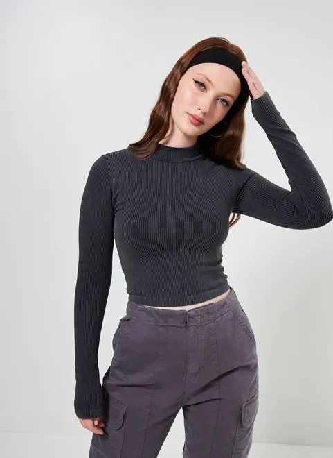 blusa manga longa seamless estonada blusa manga longa seamless estonada