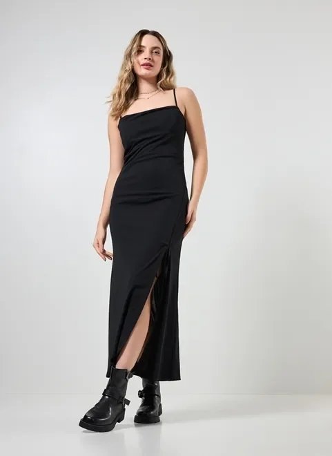 vestido midi com fenda e franzido vestido midi com fenda e franzido