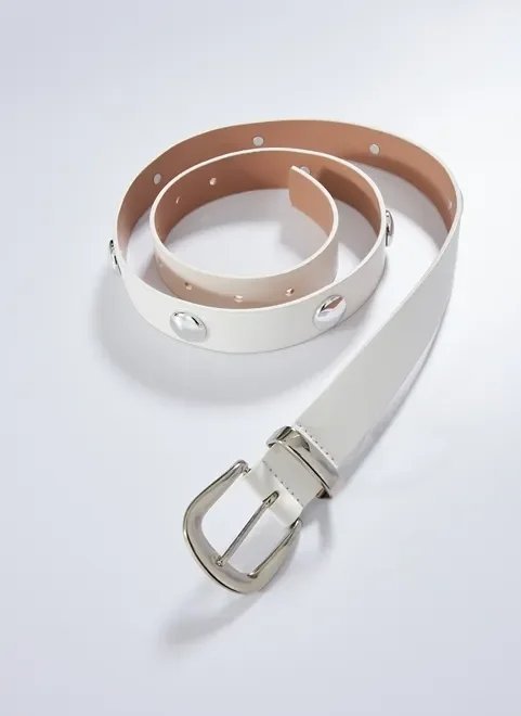 cinto off-white tachas prateadas cinto off-white tachas prateadas