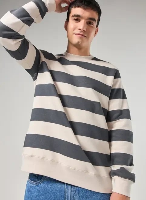 moletom listrado sem capuz moletom listrado sem capuz