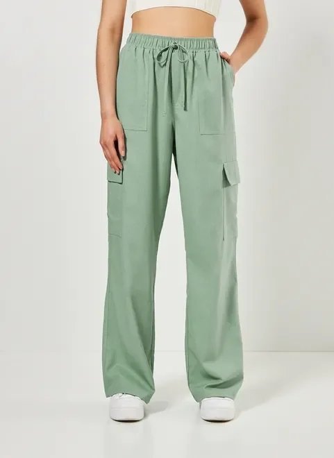 calça cargo com linho verde seco calça cargo com linho verde seco