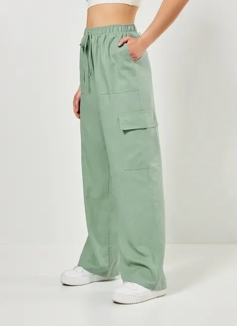 calça cargo com linho verde seco calça cargo com linho verde seco