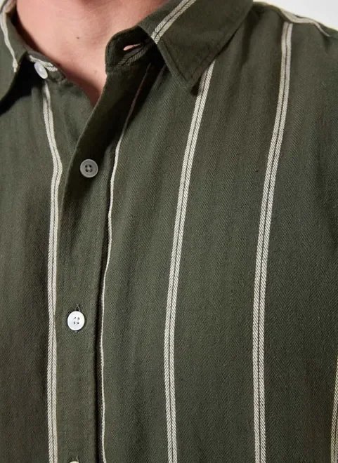 camisa linho verde com listras camisa linho verde com listras