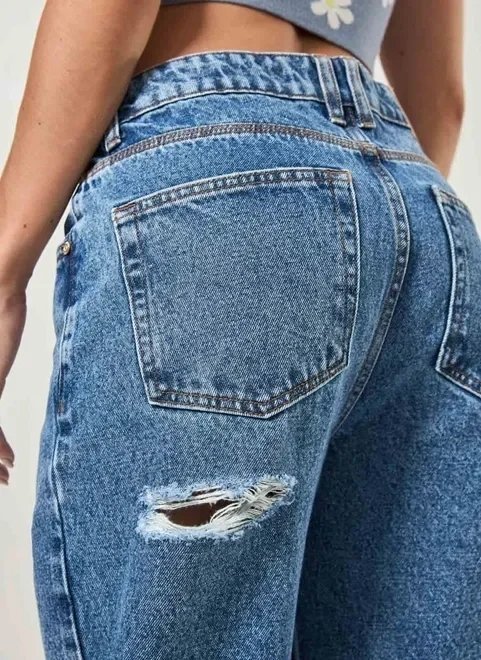 calça jeans boyfriend cintura baixa com rasgos calça jeans boyfriend cintura baixa com rasgos