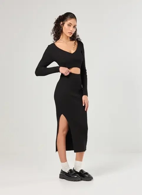 vestido em tricô preto 2 em 1 vestido em tricô preto 2 em 1