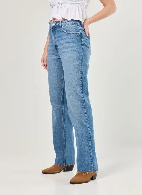 calça wide leg jeans de cintura alta calça wide leg jeans de cintura alta