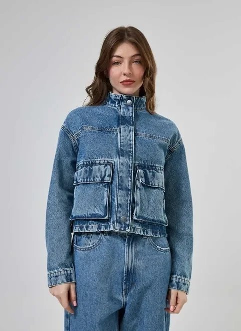 jaqueta jeans bolsos cargo jaqueta jeans bolsos cargo