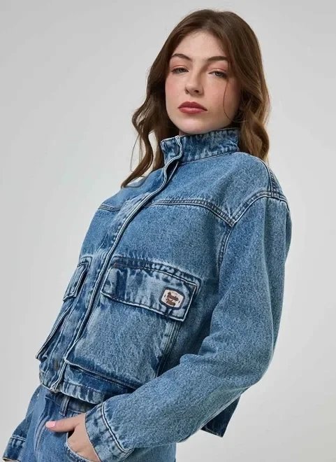 jaqueta jeans bolsos cargo jaqueta jeans bolsos cargo