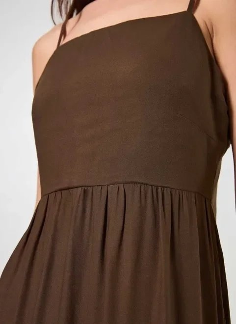 vestido longo marrom com alcinhas vestido longo marrom com alcinhas