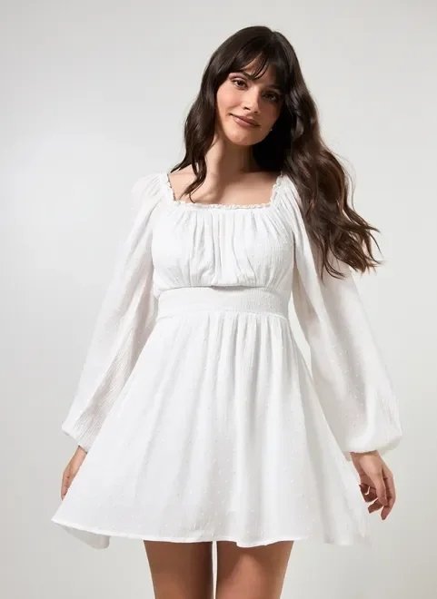 vestido manga longa boho off-white vestido manga longa boho off-white