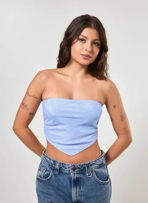 top lenço sem alças azul top lenço sem alças azul