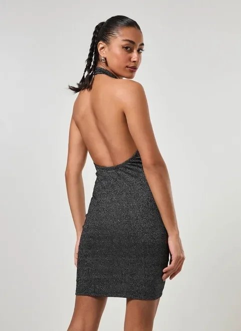 vestido frente única preto brilhante vestido frente única preto brilhante