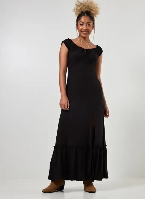 vestido alongado preto com fenda vestido alongado preto com fenda