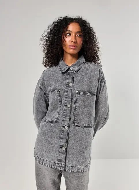 jaqueta estilo camisa jeans cinza jaqueta estilo camisa jeans cinza