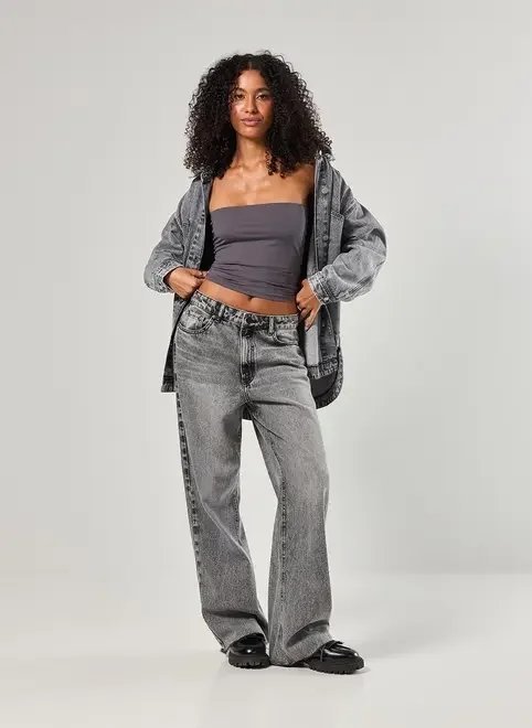 jaqueta estilo camisa jeans cinza jaqueta estilo camisa jeans cinza