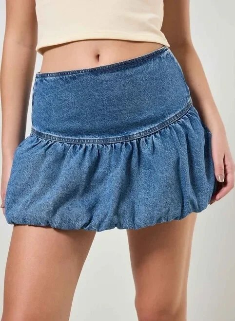 saia balonê jeans saia balonê jeans