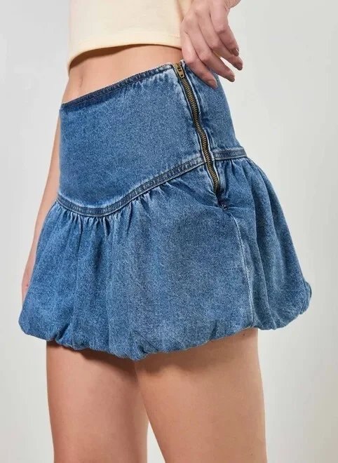 saia balonê jeans saia balonê jeans