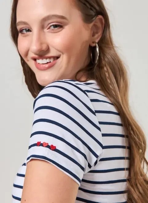 blusa listrada bordado mon chéri blusa listrada bordado mon chéri