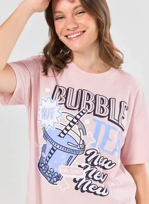 camiseta rosa oversized bubble tea camiseta rosa oversized bubble tea