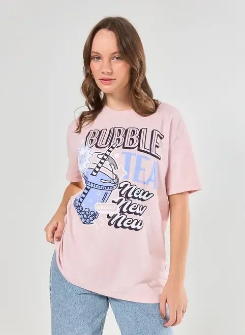 camiseta rosa oversized bubble tea camiseta rosa oversized bubble tea