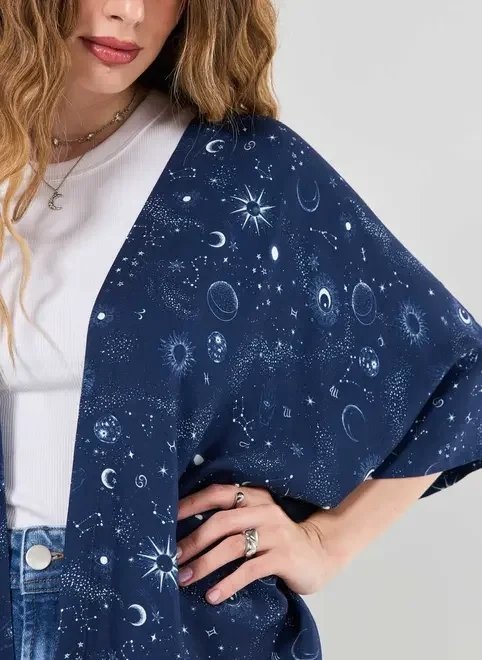 kimono azul estampa lua mística kimono azul estampa lua mística
