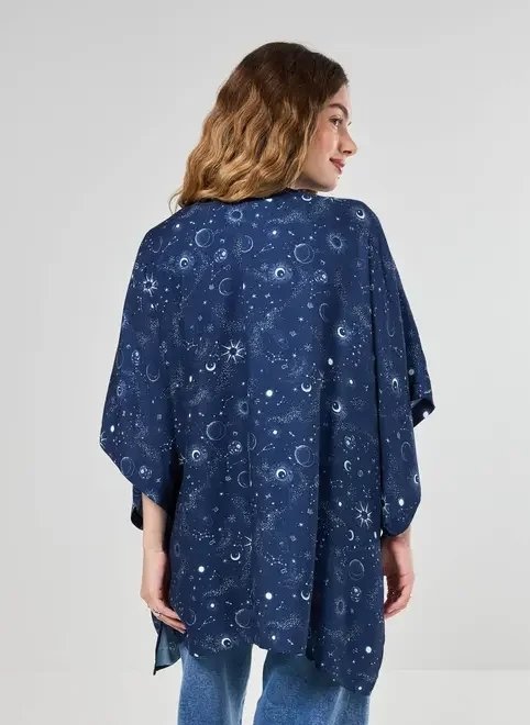 kimono azul estampa lua mística kimono azul estampa lua mística
