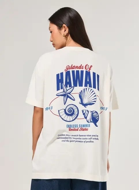 camiseta oversized off-white hawaii camiseta oversized off-white hawaii